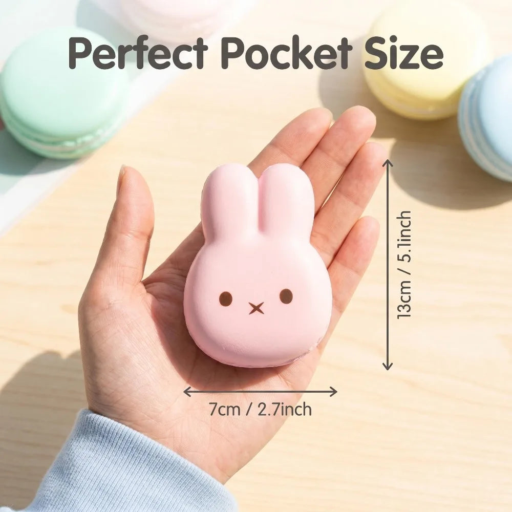 Cute Bunny Squishy Toy Slow Rising Stress Relief Fidget PU Squeeze Play Anxiety Reliever Calm Focus  Desk Decor Office Gift