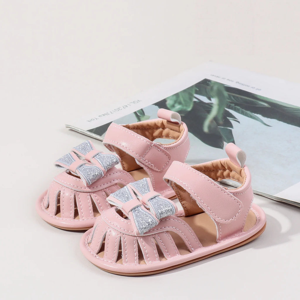 2025 Spring And Autumn Baby Girls First Walking Indoor Outdoor Toddler Shoes For 0-18M Baby Princess Sandal PU Leather TPR Sole