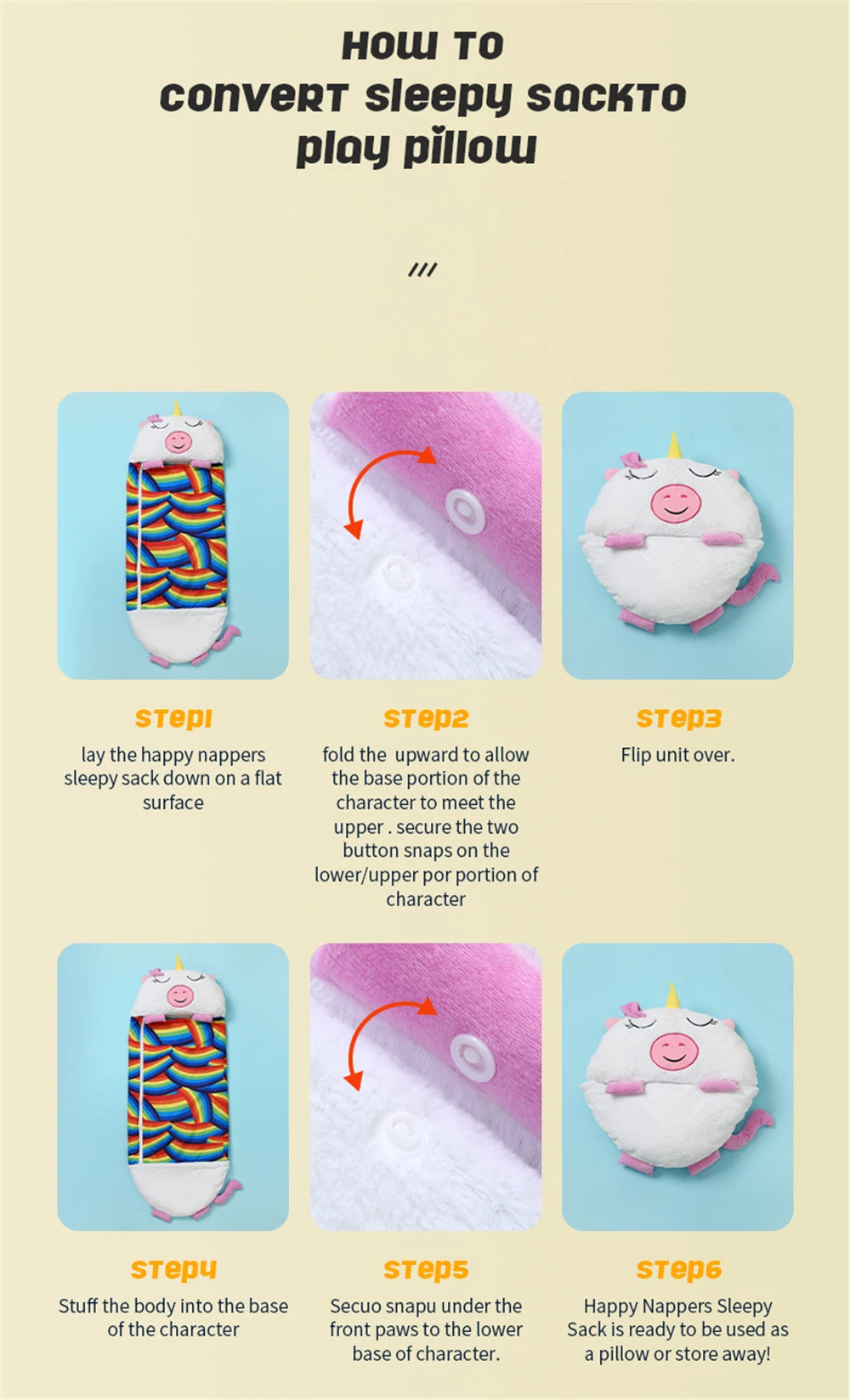 Kids Cartoon Sleepsacks Children's Sleeping Bag With Pillow Plush Doll Pillow Boys Girls Baby Animal Sleep Sack For Birthday