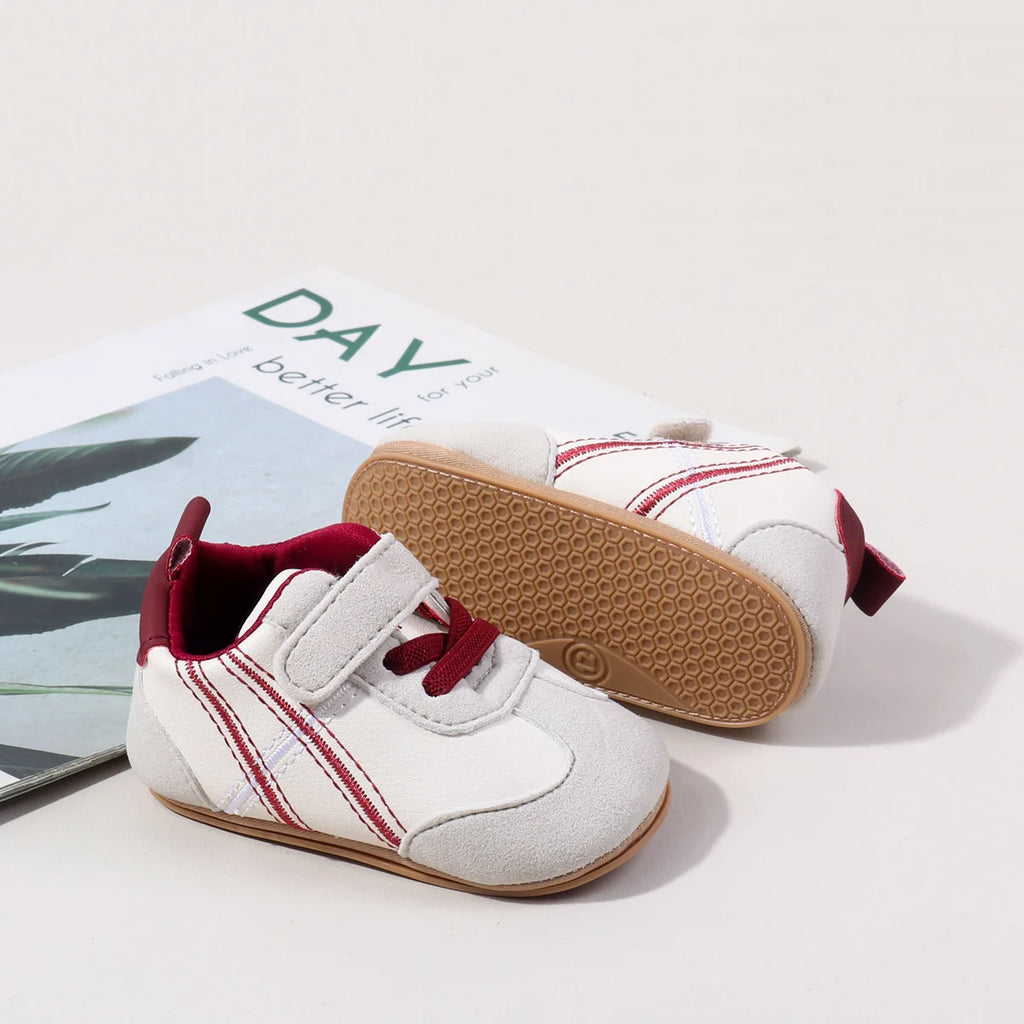 2025 New Spring Autumn Baby Girls and Boys Casual Sneakers TPR Sole Anti Slip Fashion Design PU Patchwork Infant Walking Shoes