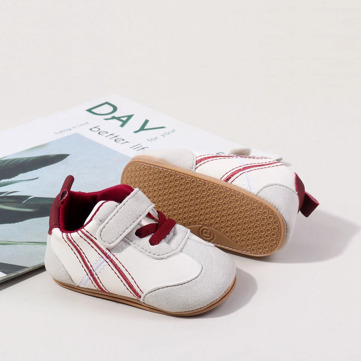 2025 New Spring Autumn Baby Girls and Boys Casual Sneakers TPR Sole Anti Slip Fashion Design PU Patchwork Infant Walking Shoes