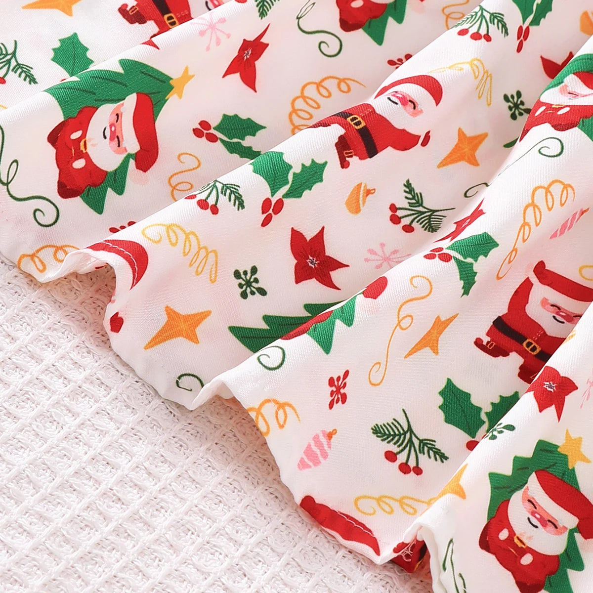 Girls' Christmas Dress Round Neck Santa Claus Printed Long Sleeve Dress+Belt 2Pcs/Set New Year's Clothing for Girls 1-7 Years