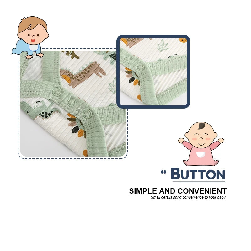 Cartoon Cute 4-Piece Baby Boy Girl Bodysuits Cotton Soft Newborn Unisex Onesies 0-12M Short Sleeves Infant Clothes