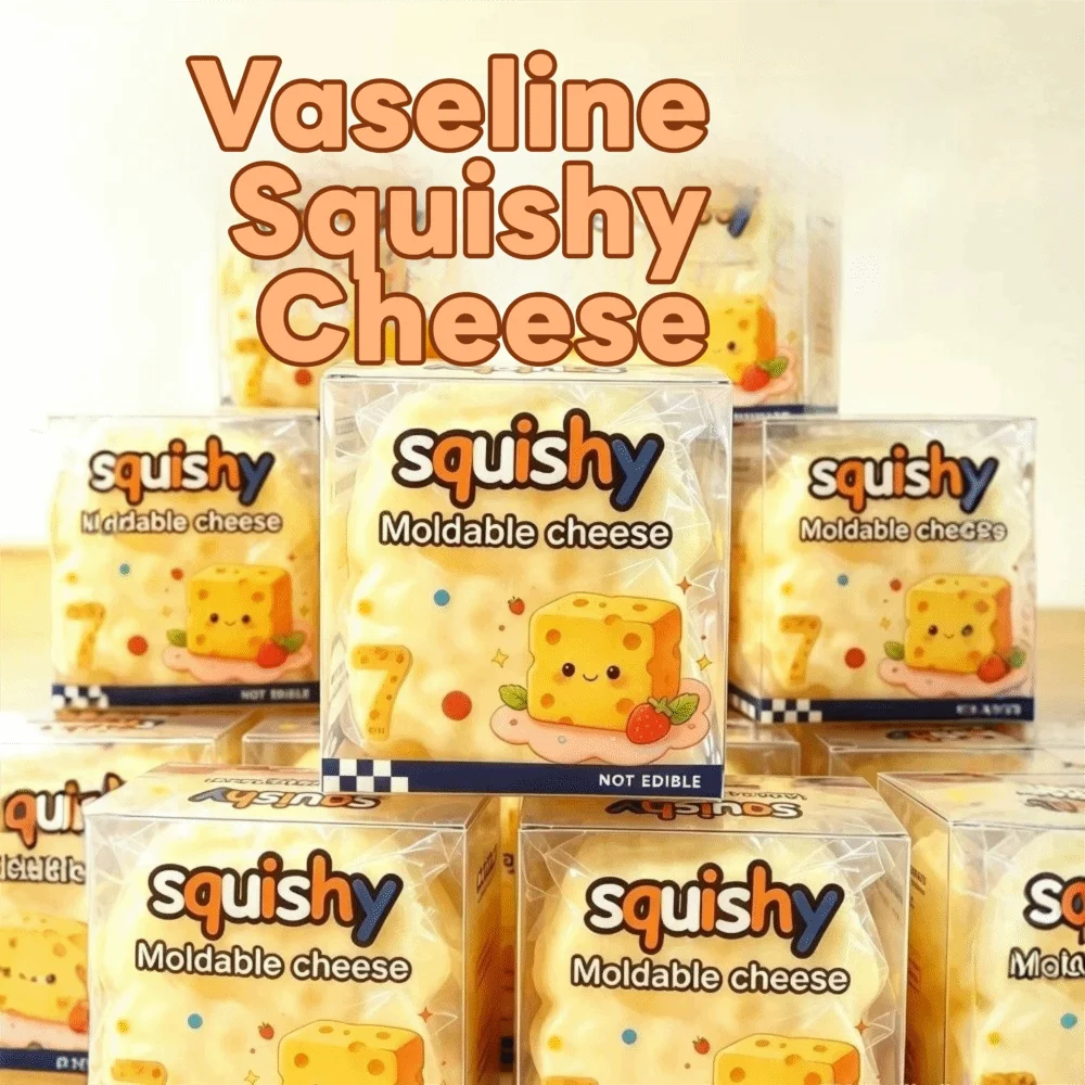 Slow Rising Cheese Squishy Toy Slow Rebound Soft Cheese Shape Squishy Toy Stretchy Moldable Simulated Butter Squeeze Toy