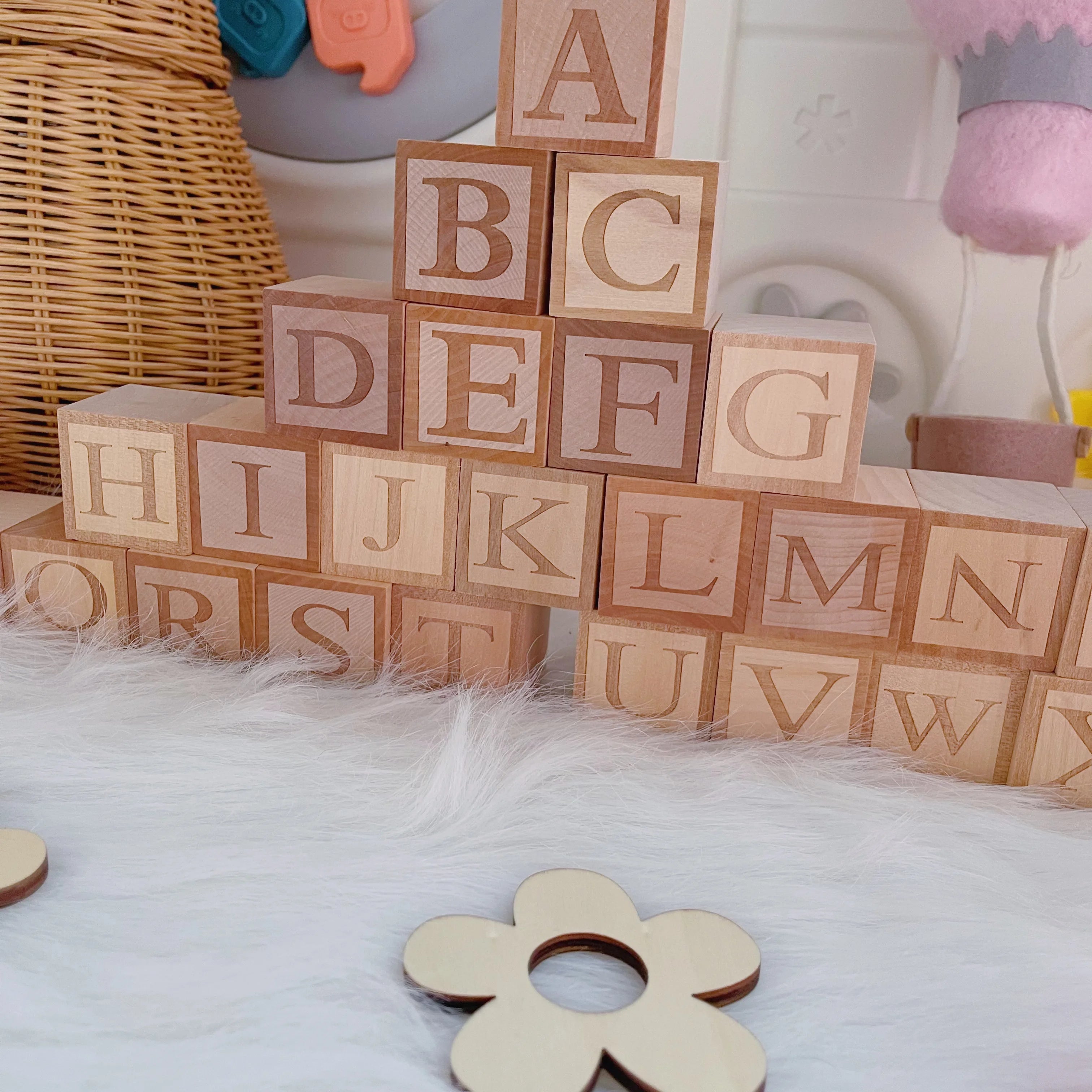 Ns Nordic Style Three-Dimensional Wooden Block Ornaments with 26 English Letters, Can Be Combined to Form Names, Home Crafts Ornaments, Wedding Photography Props