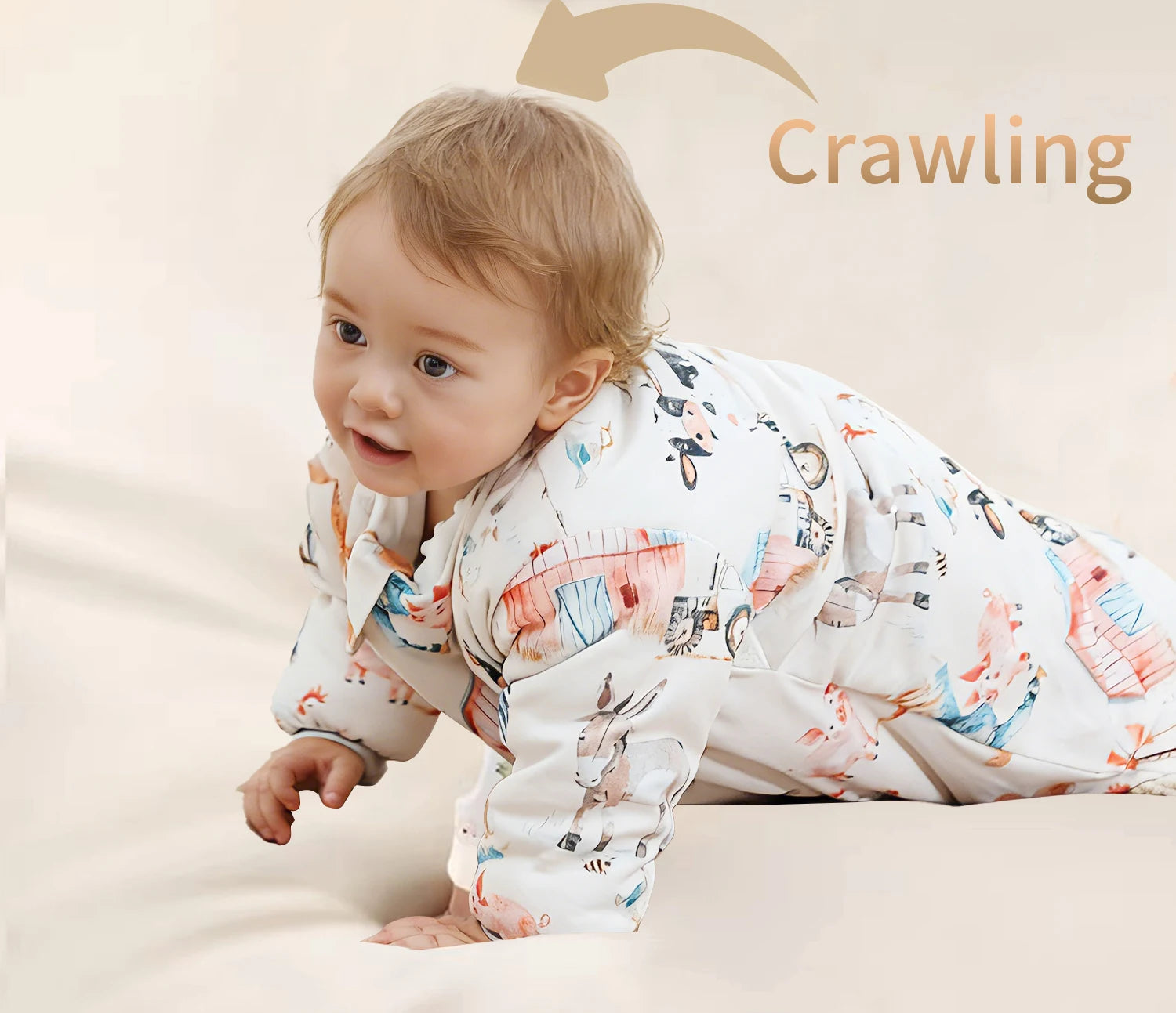 INSULAR Baby Cartoon Split-Leg Sleep Sack with Detachable Sleeves, 100% Cotton Thickened Winter & Autumn Toddler Sleeping Bag