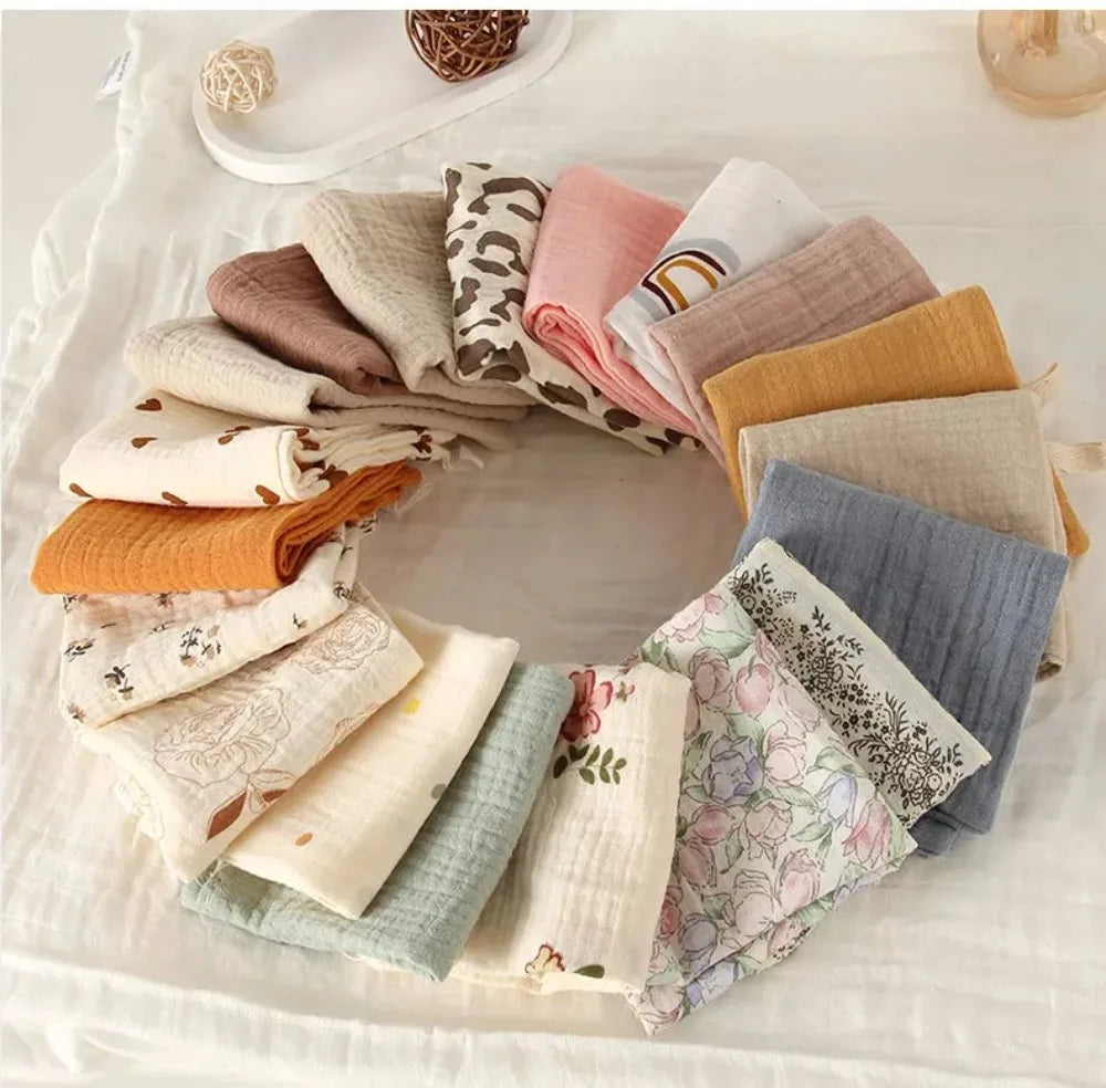 3/5Pcs 6-Layer Pure Cotton Baby Cotton Washcloth Soft Gauze Cotton Newborn Burp Cloth Absorbent Baby Towels Square Towels