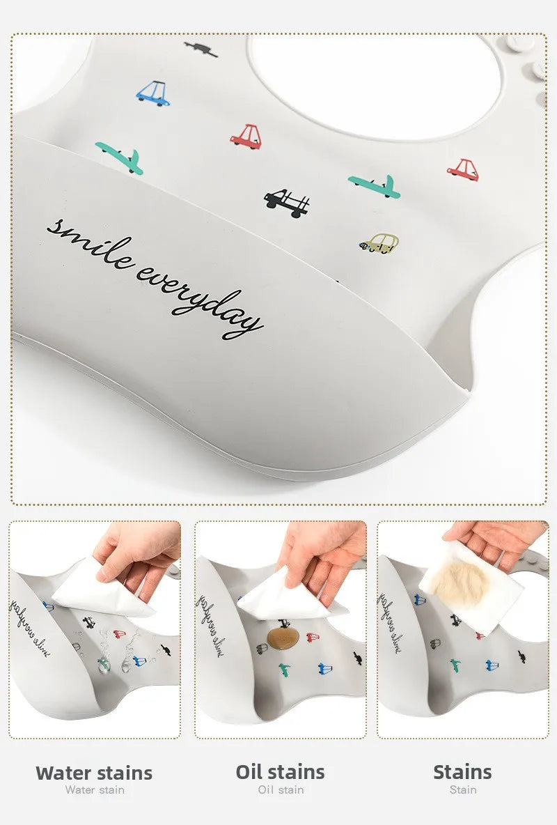 Maternal and Infant Products Baby Bib Waterproof Children's Silicone Bib, Baby Saliva Rice Pocket Leave-in Summer