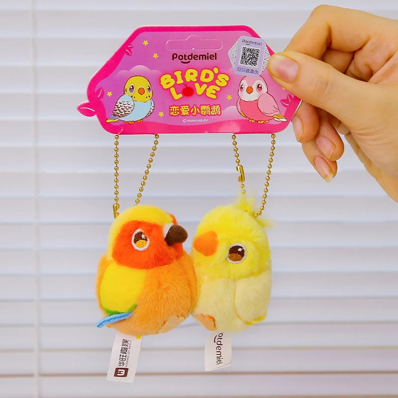 Kissing Couple Bird Plush Toys Stuffed Kissy Lovers Magnet Parrot Doll Bag Pendant Gifts for Couples Valentine's Day