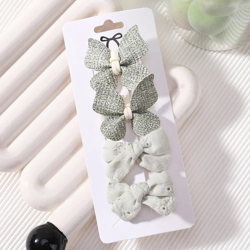 Baby Girls Hair Clips 4Pcs Set Handmade Crochet Butterfly Alloy Hairpins Headwear