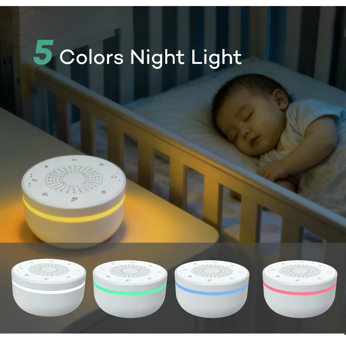 9 Baby Lullabies 15/30/60 min Timer White Noise Machine Mini Baby Sleep Machine Built-in Night Light for Baby Kids Adults