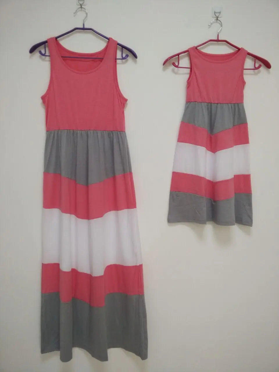 2026 Matching Parent-Child Dress Family Matching Mother Daughter Dresses Clothes Striped Mom Dress Kids Child Outfits Mum Sister