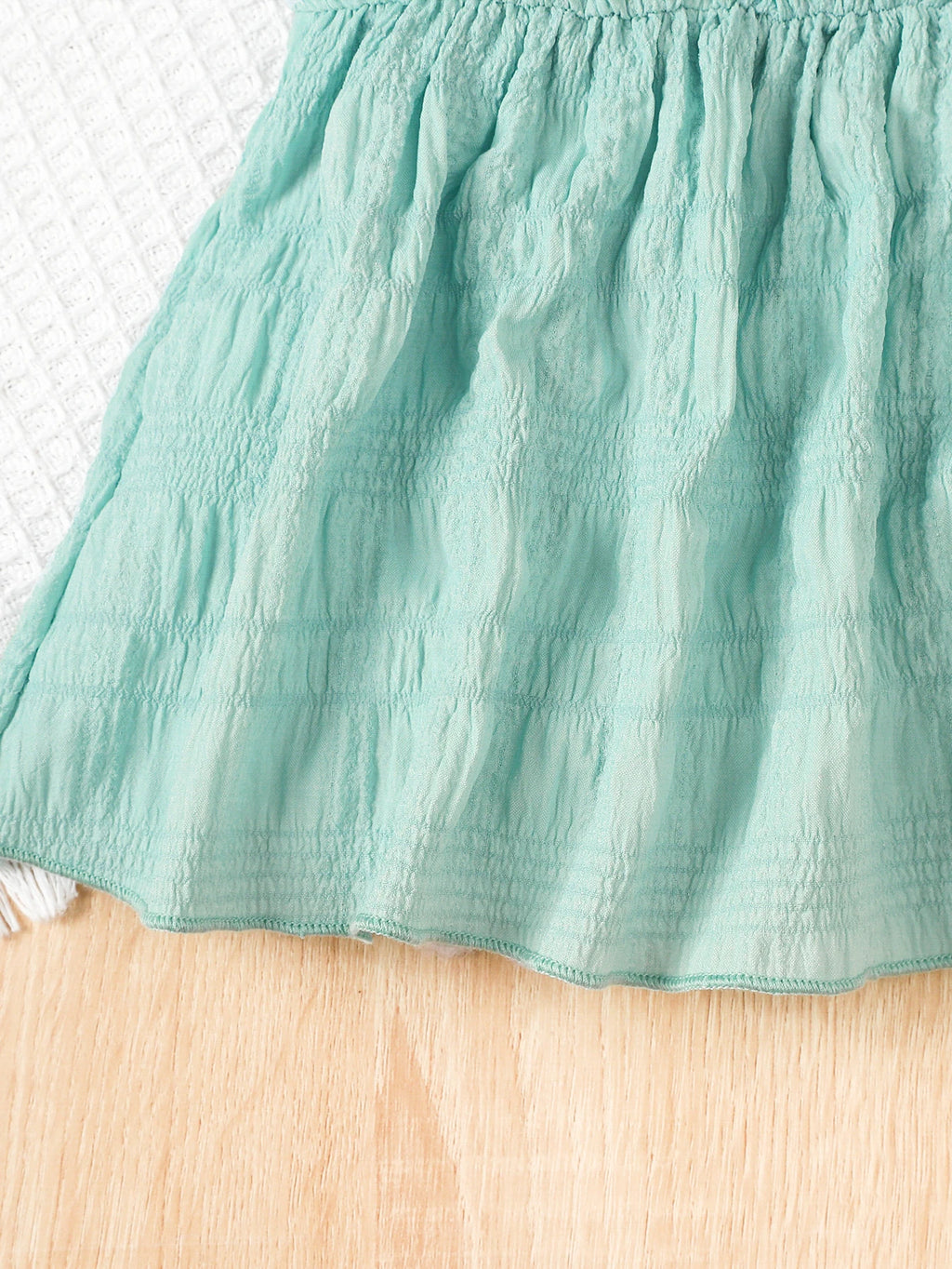 Summer Fashion Baby Girl Set Small Round Neck Ruffle Short Sleeve+Blue Shorts+Love Bag 3Pcs/Set Suitable for 0-3 Year Baby Girls