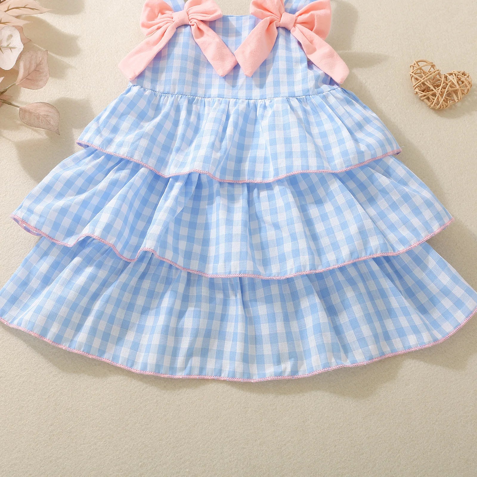 Summer female baby blue bow strap dress sweet and cute