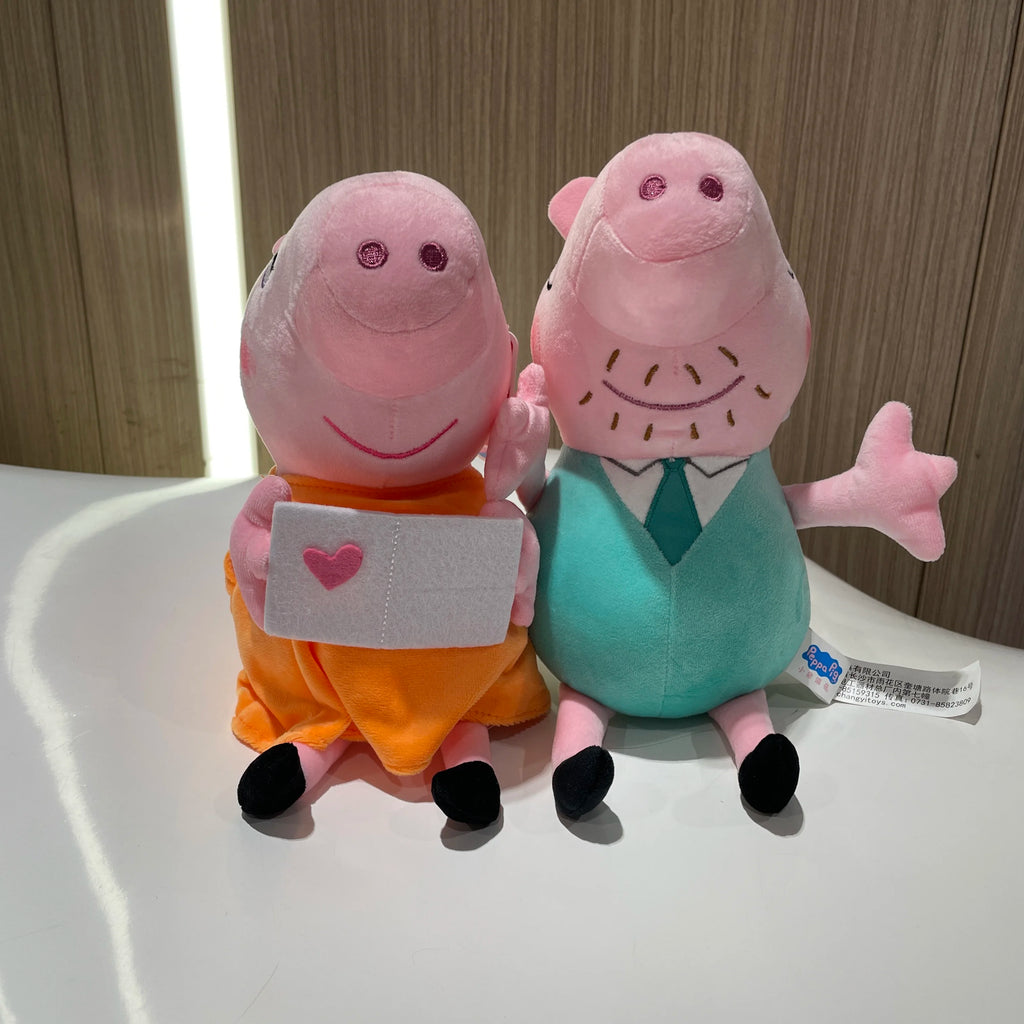 4pcs/set Genuine Peppa Pig 19cm Peppa George 30cm 12'' Mummy Daddy family set Plush Toy Birthday Christmas gift Children Toy