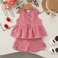 0-3 Year Girl's Summer set with checkered small bow top and pants 2Pcs/Set for Toddler Baby girl'r Fashion Set and Baby clothing
