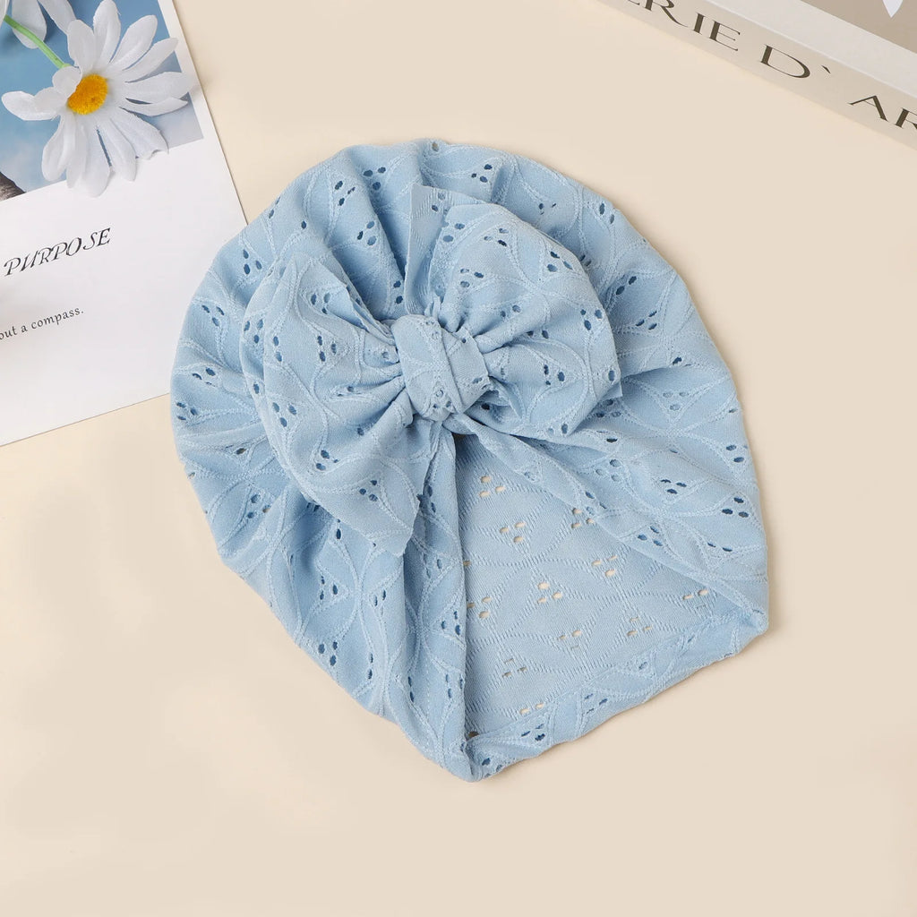 Double Layer Soft Knit Newborn Beanie Big Bow Hollow No Brim Infant Girls Pullover Hat Baby Photo Props Head Cap