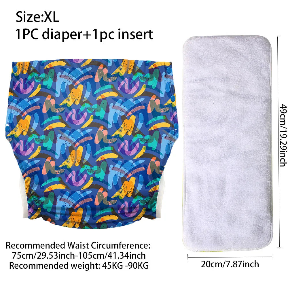 Ice Silk Adult Cloth Diaper Pants Waterproof Reusable Diapers Nappy Pads Anti Leak Breathable