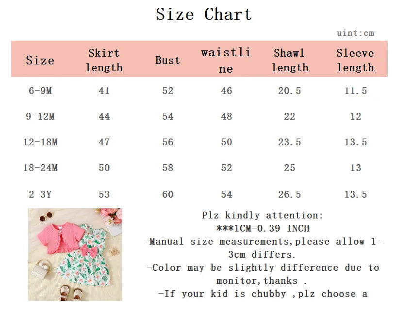 2pcs Baby Girl Dress Sleeveless Flower Princess Dress+Short Sleeve Shawl Set 0-3 Year  Toddler Summer Fashion Dress