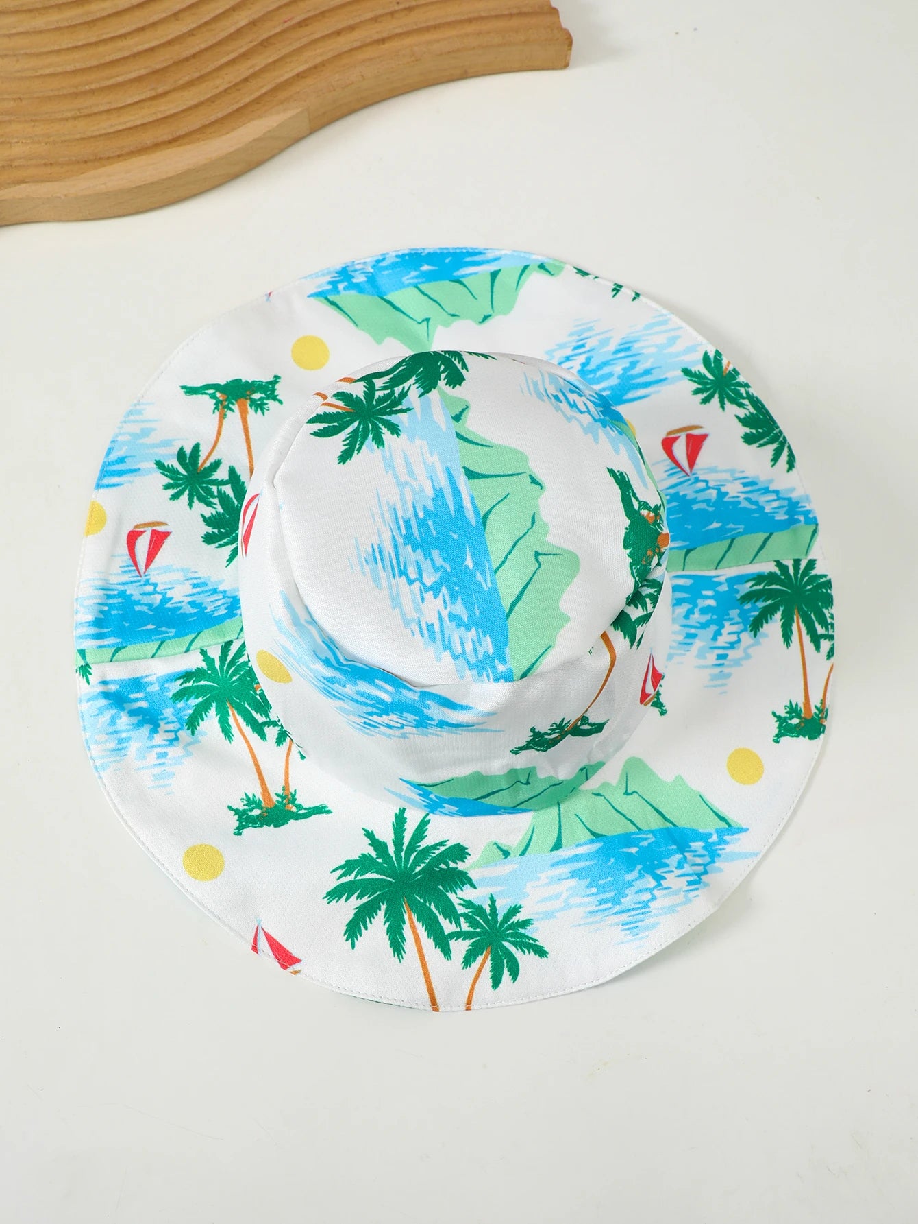 0-3 Year Boys' Summer Vacation Set Coconut Tree Seaside Printed Short Sleeve+Shorts+Hat 3Pcs/Set Seaside Vacation Leisure Set