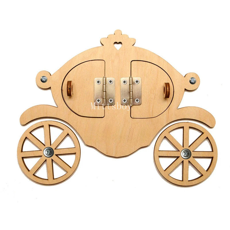 Busy Board Montessori Wooden Toy Educational Toy For Ages 3 And Up Accessories Carriage Castle Slide MB001