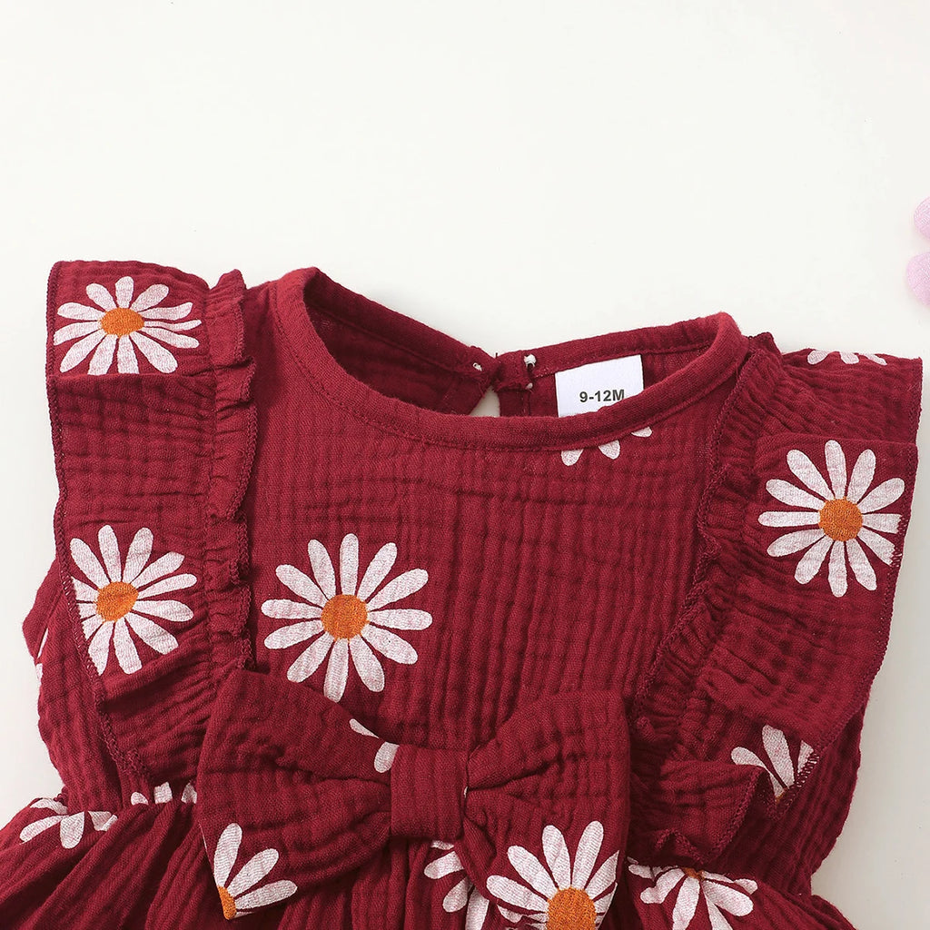 Summer  0-1 Years  Old  Infant  Baby Girls Daisy Print  Fashion  Sleeveless  Casual  Dresses