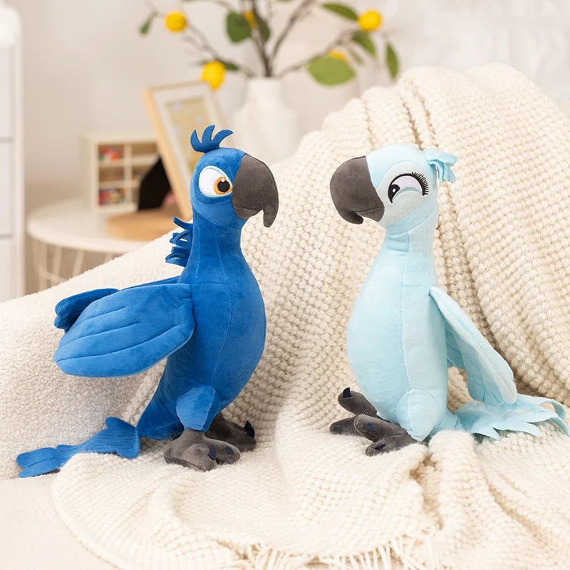 2026 High Quality 1pc 35cm Cartoon Blue Parrot Plush Toy Blu & Jewel Bird Doll Soft Stuffed Animal Cute Christmas Gift For Kids
