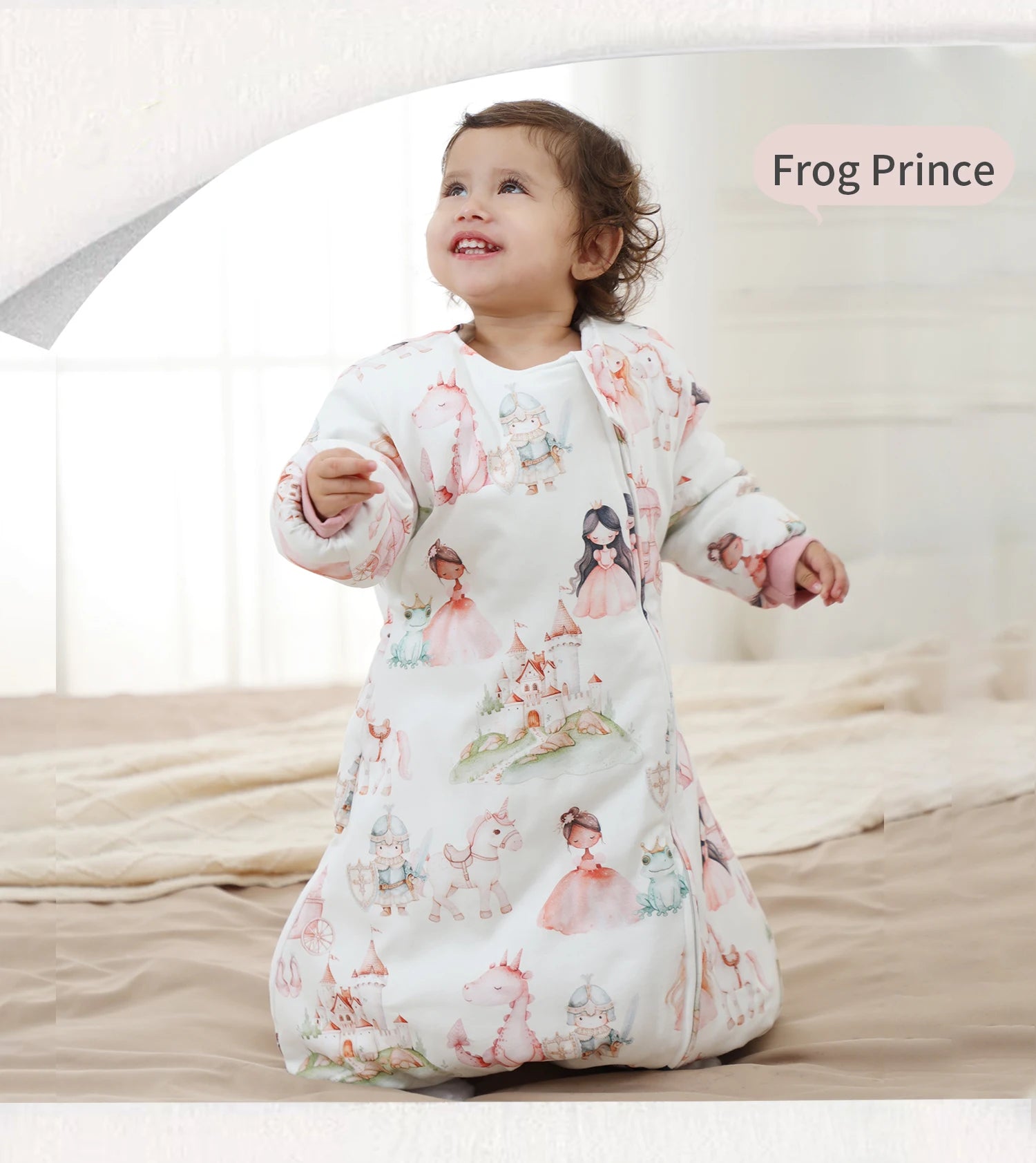 INSULAR Baby Cartoon Split-Leg Sleep Sack with Detachable Sleeves, 100% Cotton Thickened Winter & Autumn Toddler Sleeping Bag
