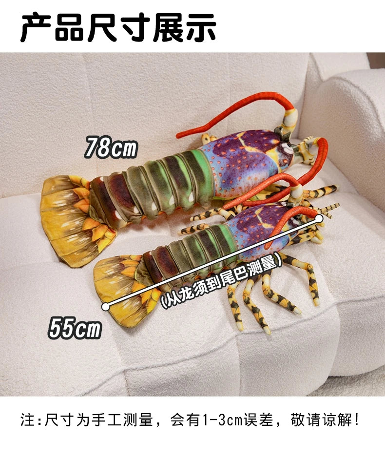 Colorful Lobster Plush Toy Stuffed Throw Pillow - Lifelike Design Creative Home Decor Funny Christmas Gift Vivid Lobster Theme