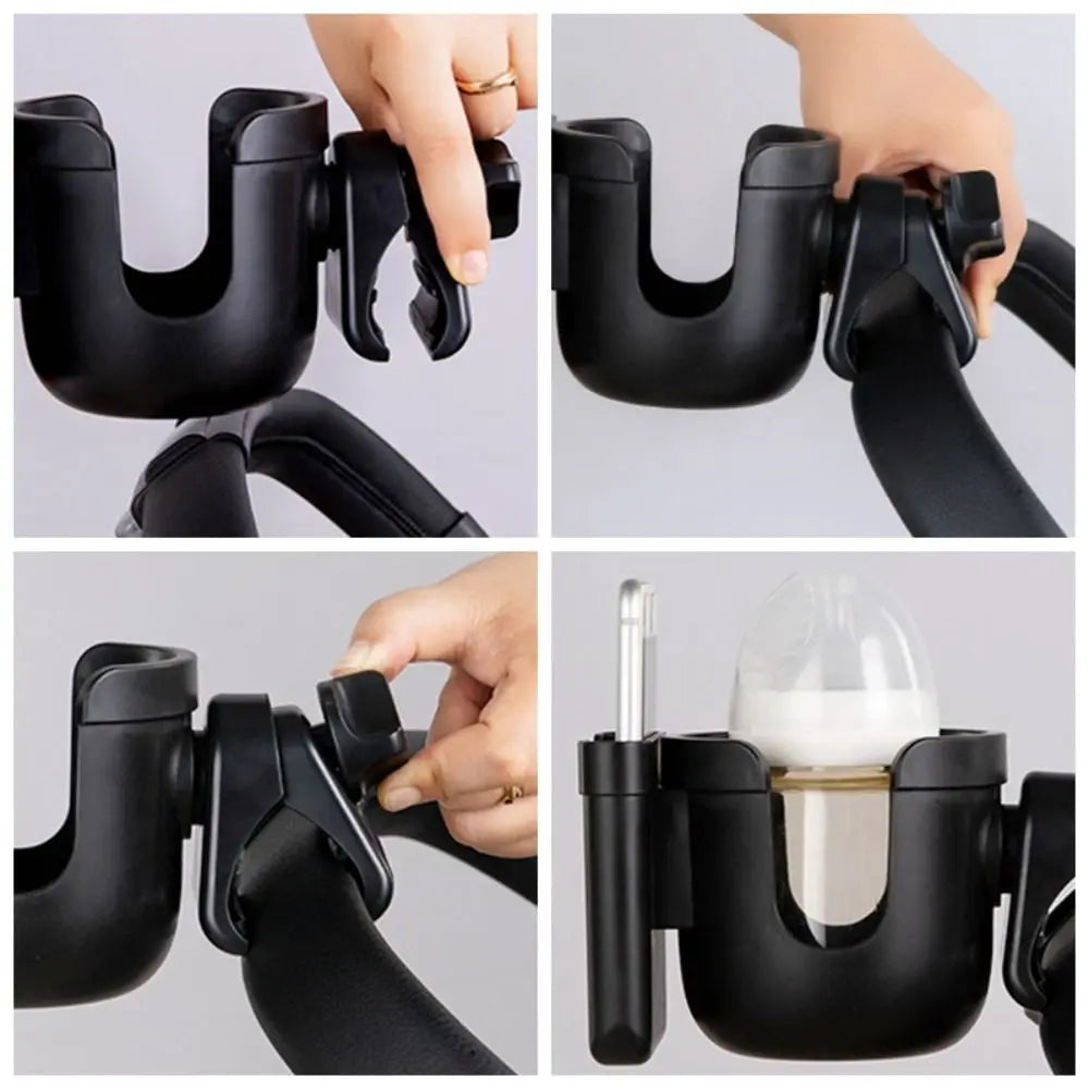 Baby Stroller Water Cup Holder Baby Pram Anti-Slip Milk Bottle Rack 360° Rotate Multi-function Mobile Phone Holder