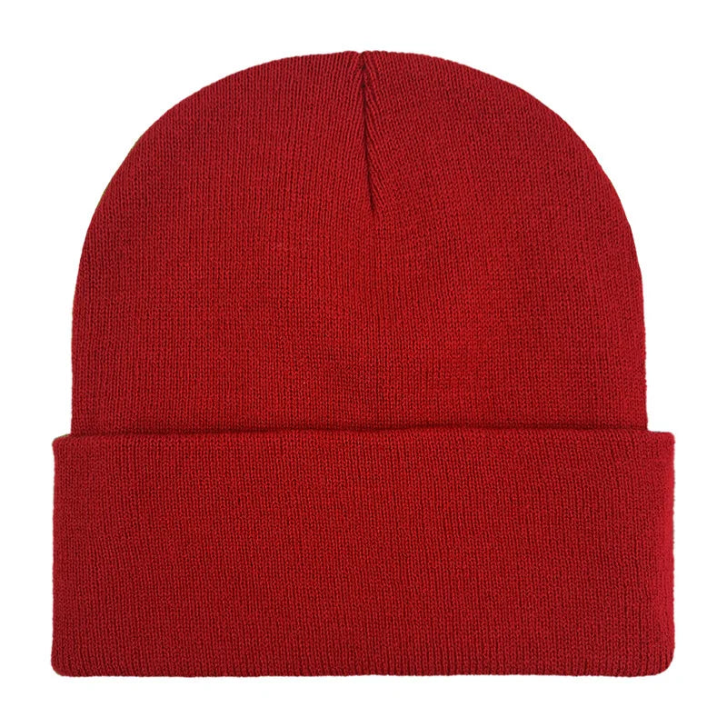 Knitted Hat For Men And Women Warm Beanie Model M01 Solid Color Rolled Edge