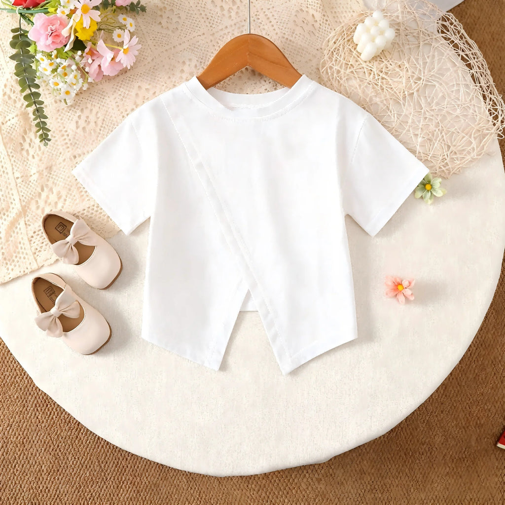 Girls' Bell bottom Pants Solid color Elastic Waist Embroidered Bell Bottom Pants 1-8 Years Girls' Fashionable Versatile Pants