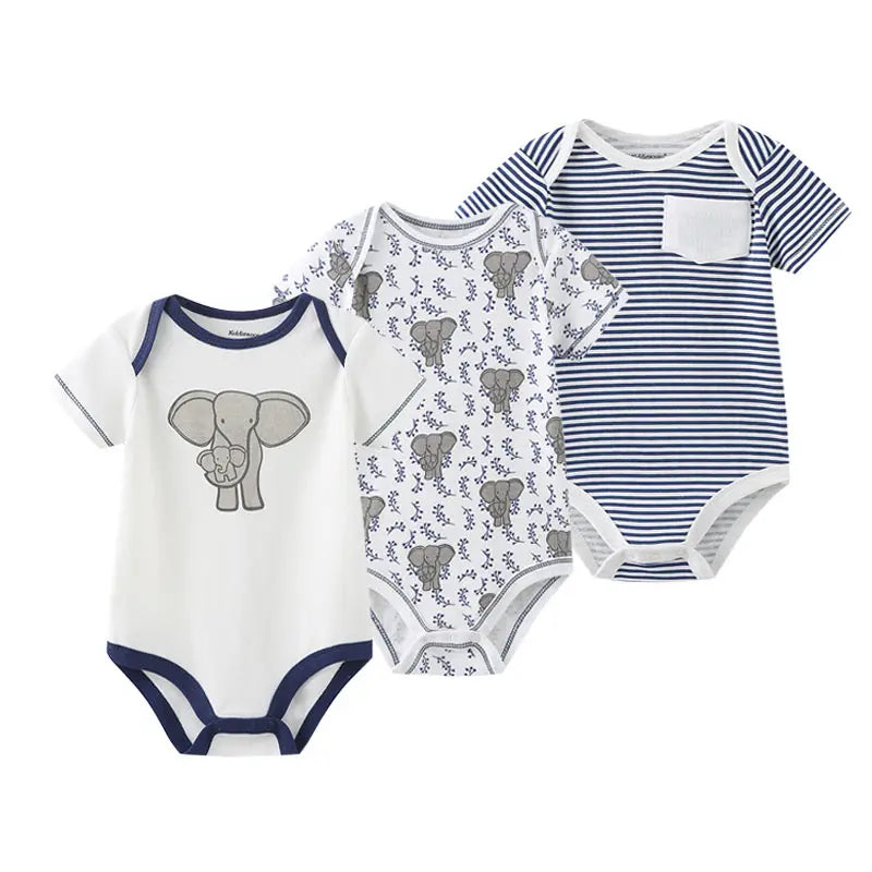 3 Pcs /Lot Summer Cartoon Newborn Unisex Baby Boy Girl Bodysuits Soft Baby Onesies 100%cotton Baby Clothes