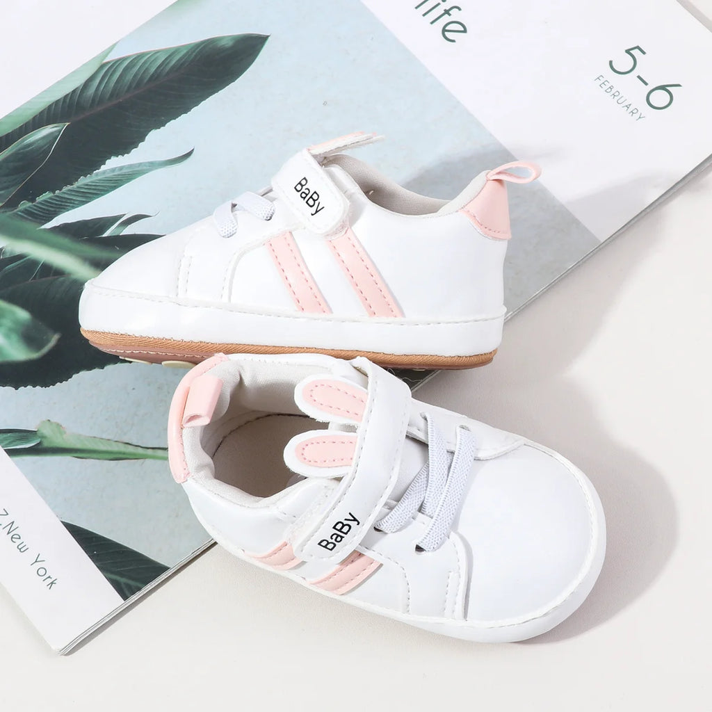Cute Rabbit Baby Shoes Waterproof Anti-Slip Toddler Shoes 0-1 Years Old New Baby Shoes PU Leather And Soft TPR Sole