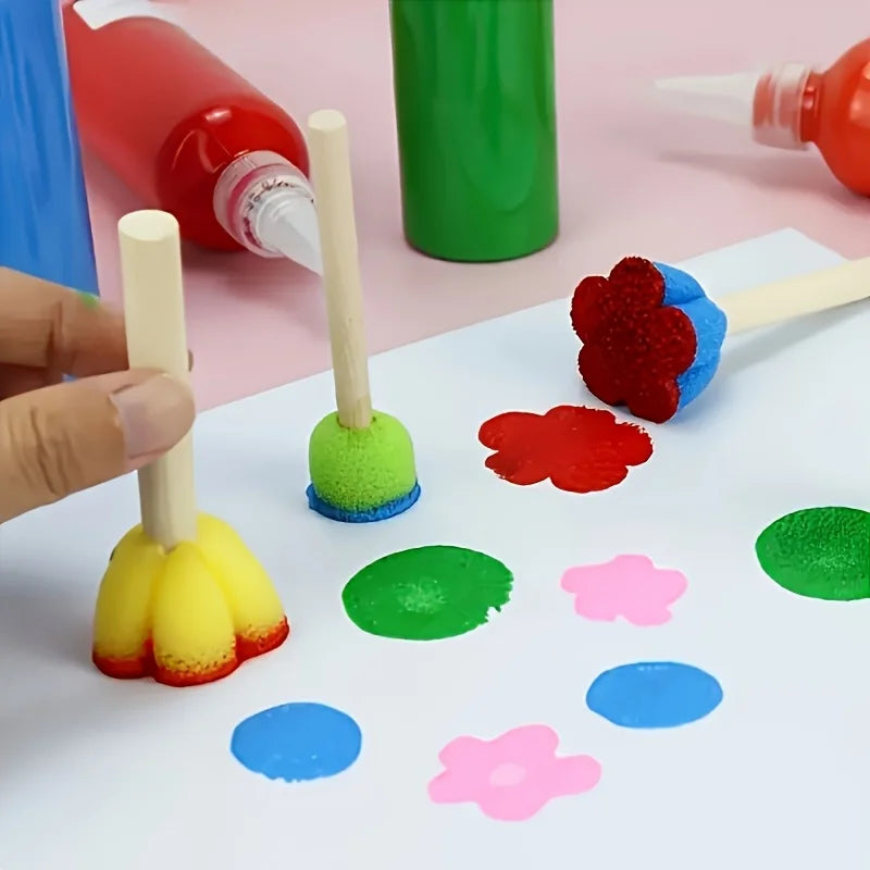 5Pcs/set Painting Sponge Brush Mini Colorful DIY Sponge Painting Tools for Kids Arts and Crafts