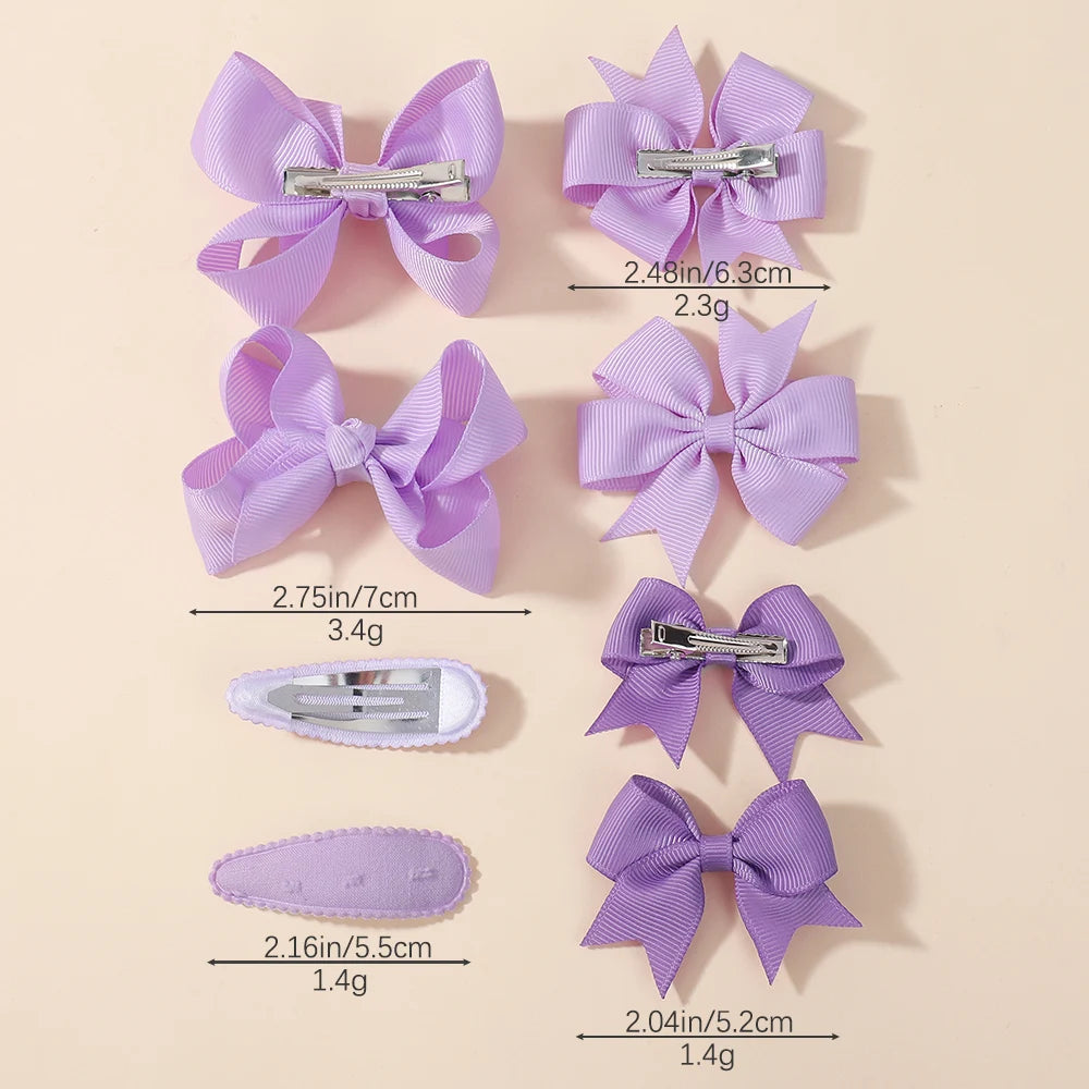 8Pcs Kids Bows Hair Clips Gift Set 4 Styles of Webbing BB Head Clips Sets Fashion Girls Hair Accessories Set