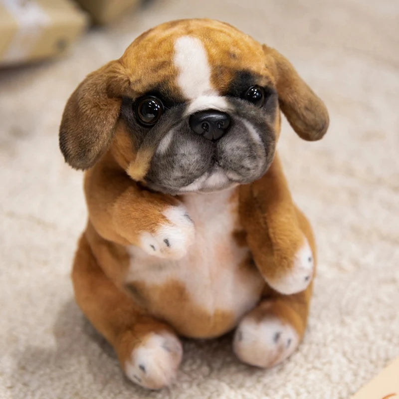 Realistic Sitting Poodle Pug Puppy Plush Toy Stuffed Dog Room Decor Soft Cuddly Pet Gift Model PXP001