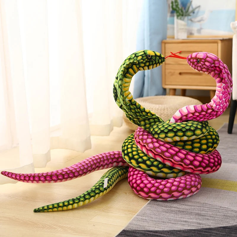 1pc 80/170/240cm Simulated Colorful Cobra Plush Toy Stuffed Animals Snakes Plushies Doll Funny Spoof Joke Soft Toys Home Decor