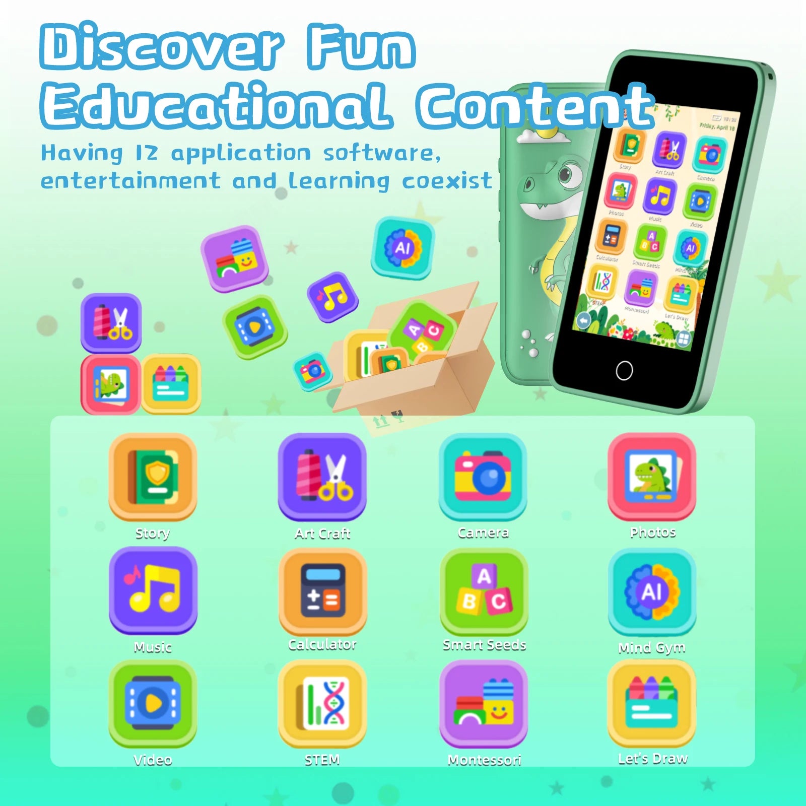 Kids Smart Phones - Educational Touch Screen Cell Phones for Children with Camera - Blue - Ages 3-12