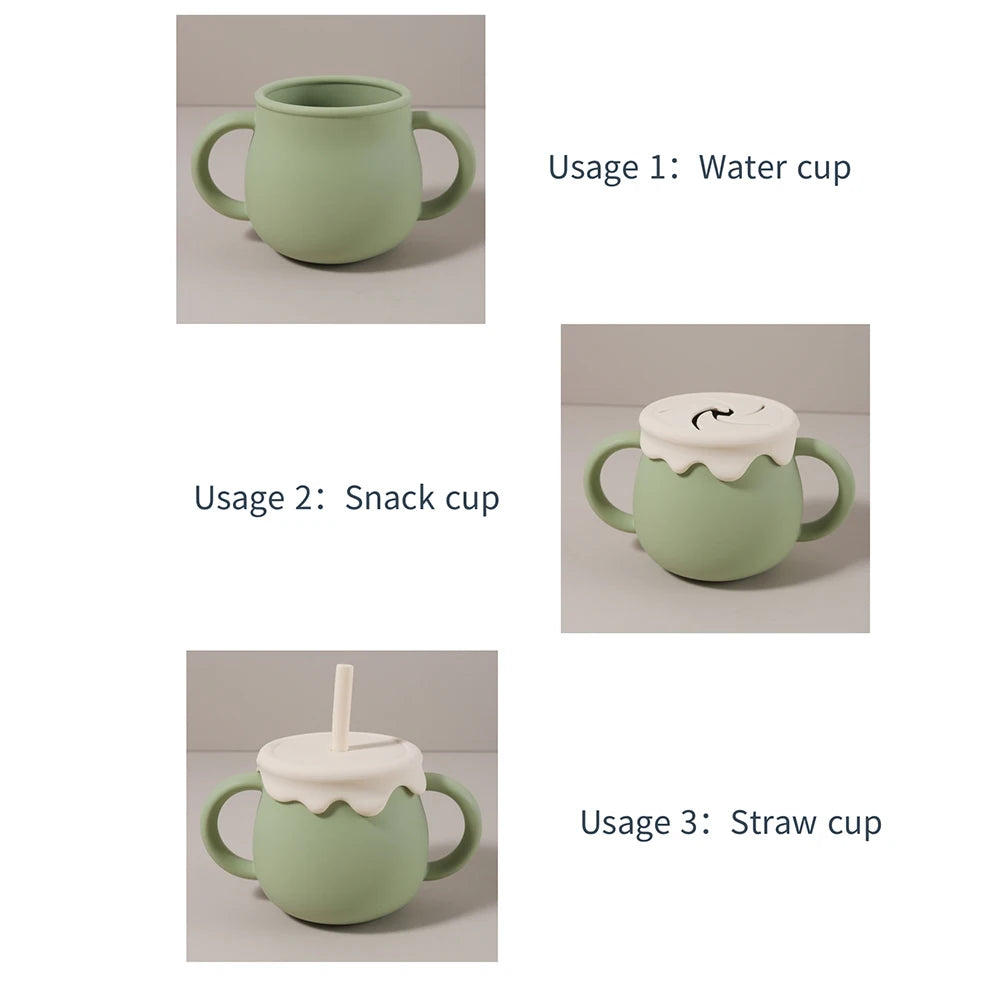 Personalized 280ml  Baby Cup- 3 in 1 Silicone Snack Cup, Sippy Cup, Leak Proof, Ice Cream Shape, Custom Name