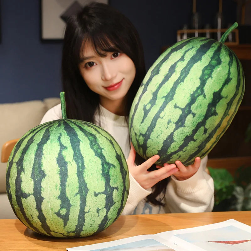 Kawaii Watermelon Plush Doll Pillow Lifelike Oval Shape Soft Toy for Home Decor Fun Hug Gift for Boys & Girls