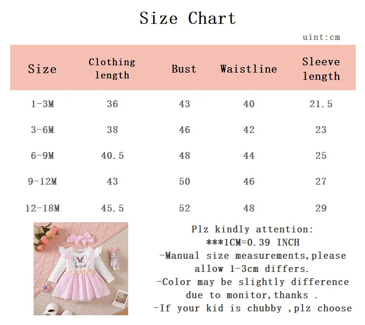 Newborn Baby girl Easter Dress Cartoon Small Rabbit Print plaid Dress+Headband 2Pcs/set for Cute Baby girls 0-18 Months Dress