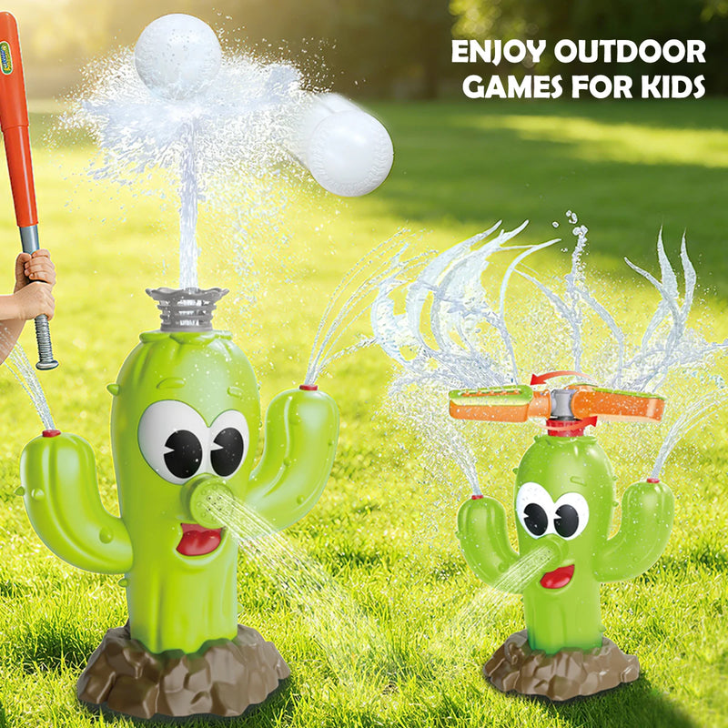 Cactus Sprinkler Outdoor Water Spray Toys, Summer Outside Backyard for Kids Playing Water Games Sprinkler Set Gifts