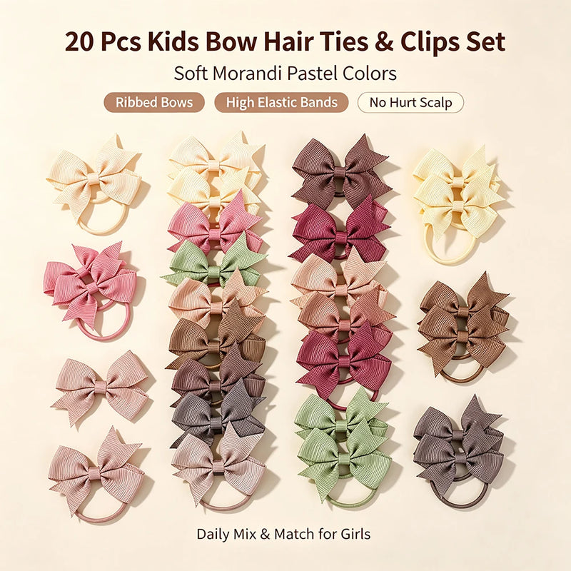 20Pcs/lot 2.1-Inch Lovely Bowknot Hairband Ribbon Head Rope Kids Hair Accessories Boutique Headwear for Girls Wholesale Gift