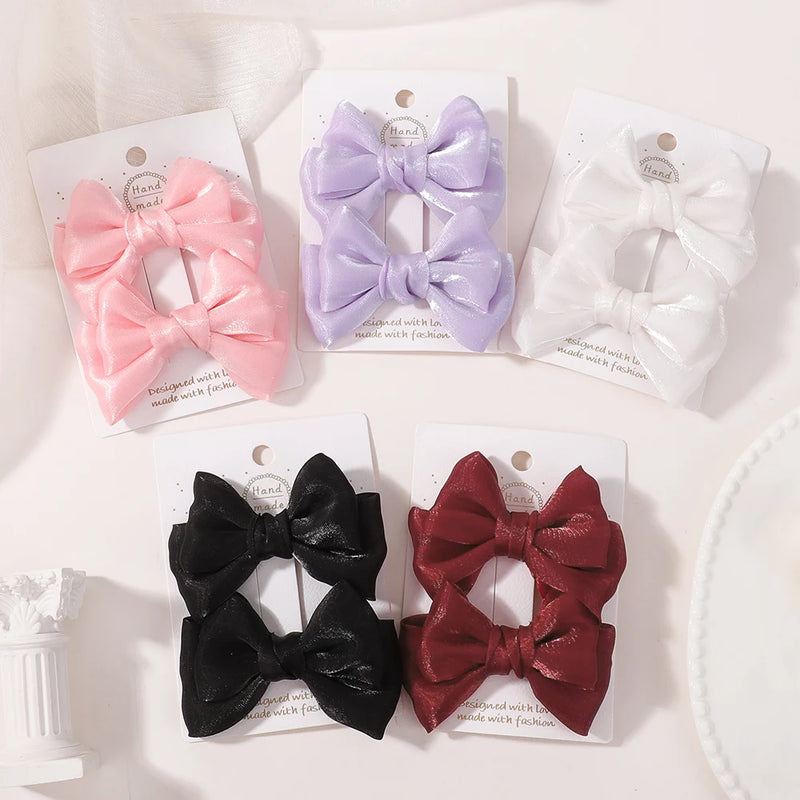 2Pcs/lot Princess Chiffon Bow Ponytail Hair Clips Girls Kids Hair Jewerly Hairpin Barrettes Fashion Hair Accessories