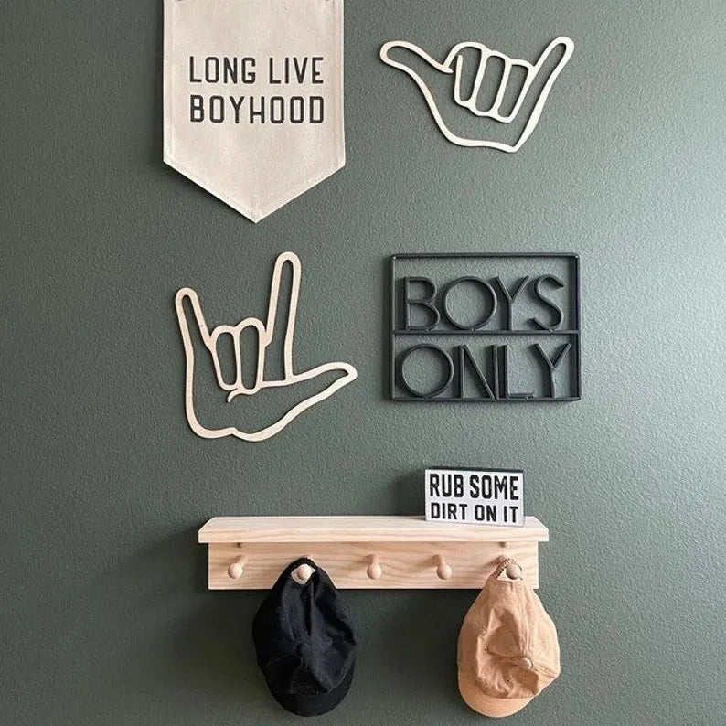 Scandinavian-Inspired Wooden Gesture Wall Art - Handmade Decor