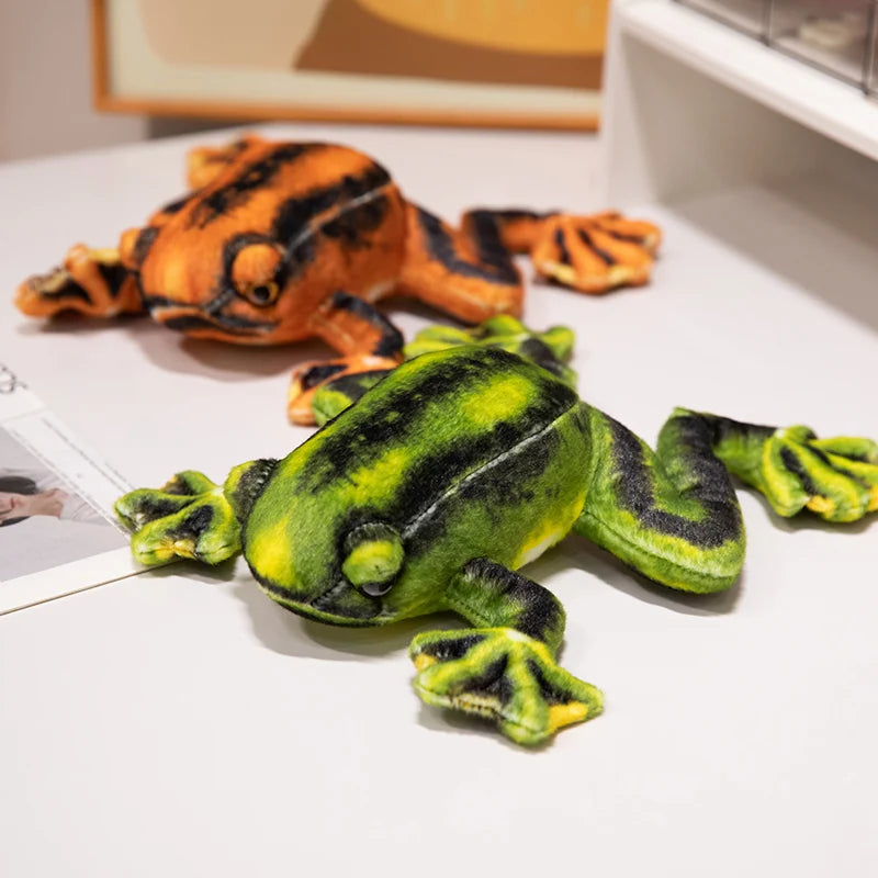 Simulation Cute Green Yellow Frog Plush Toy Super Soft Stuffed Animal Realistic Fun Frog Doll Baby Toys Gift Toy For Kid Girl