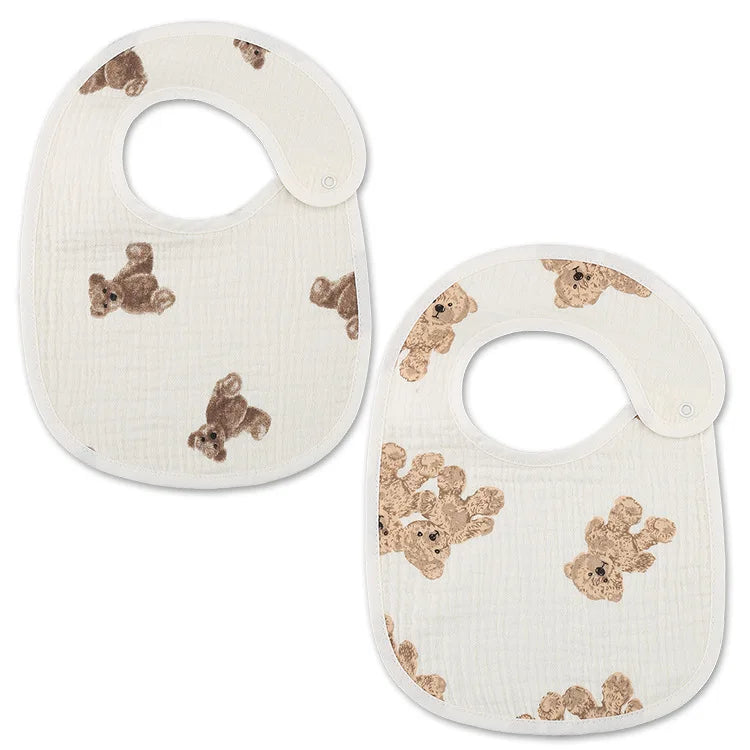 2pcs/set Waterproof Baby Bibs Cotton Infant Feeding Bib Newborn Burp Cloths Bandana for Kids Boys Girls Soft Saliva Towel