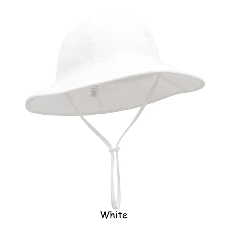 Adjustable Baby Summer Hat Muslin Children Panama Cap for Girls Boys 100% Cotton Kids Bucket Hat Outdoor Beach Infant Cap 1-3Y