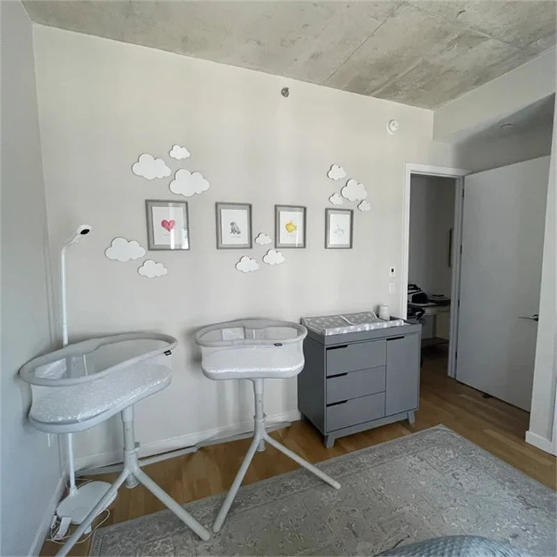 6Pcs/Set Nordic Style Sky Enthusiast Large White Wooden Cloud Wall Stickers Wooden Cloud Sign Set Home Bedroom Living Room Hallway Wooden Cloud Wall Decor Bohemian Coffee Bar Bar Wall Decoration Wall Stickers Boys and Girls R
